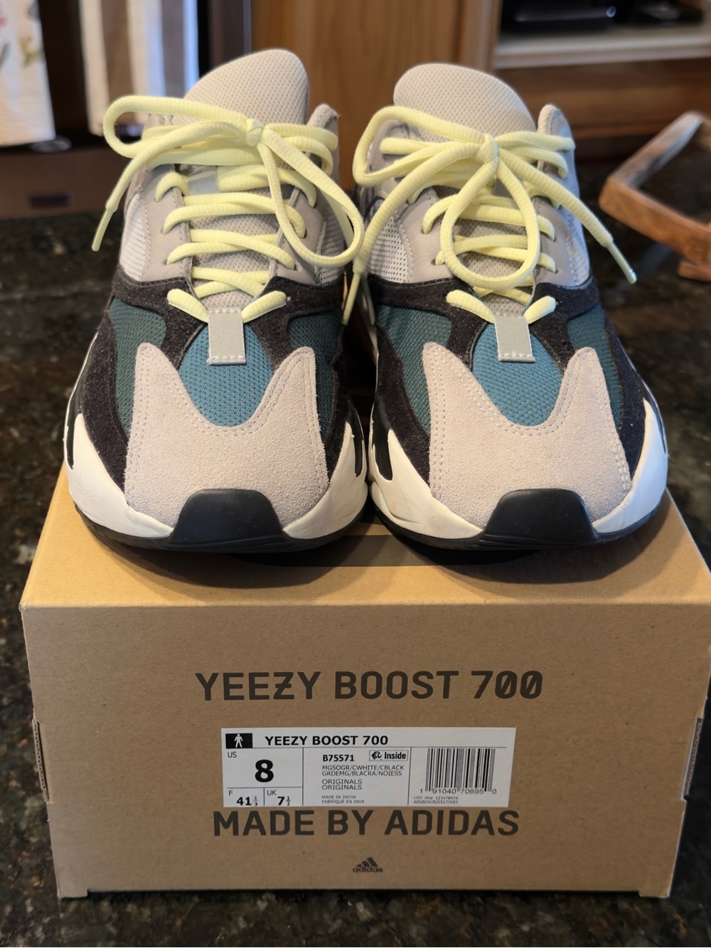 Adidas Yeezy Boost 700 — Teal, Gray & Yellow Lace